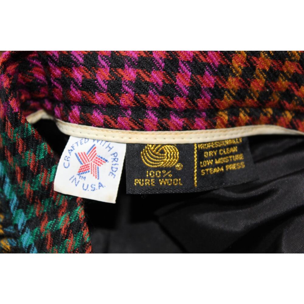 Vintage Richard Evans 100% Wool Skirt Colorful Haundstooth Check Academia Sz 10 - Picture 7 of 12